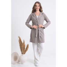 Pınkmark Kadın Vizon Beyaz Kuşaklı Kimono Pantolon Takımı PMTK25577