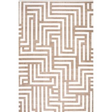 Ipek Mekik Halı Lapena Kahve Ekru Çizgili Saçaklı Halı