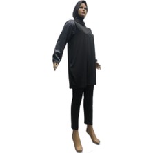 Eflin Kadin  Giyim Tesettur Mayo Hasema Puantiyeli  Armut Modeli Siyah-Beyaz