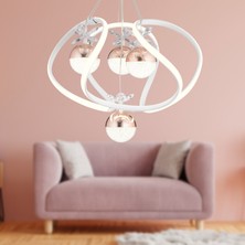 Balca 4'lü Beyaz Bakır 3 Renkli 84 Watt Ledli Kelebek Led Avize Top Avize Modern Oturma Odası, Koridor, Salon Led Avize