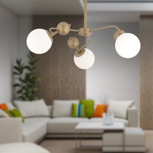Apliqa Florit 3'lü Eskitme Beyaz Camlı Modern Mutfak Yatak Odası Salon Avize