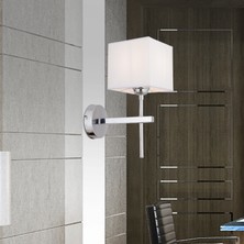 Apliqa Rory Tekli Beyaz Şapkalı Krom Duvar Lambası Yatak Odası-Yatak Başı-Banyo Için Modern Aplik