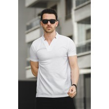 Oksit Burchard Üçgen Biyeli Waffle Slim Fit V Yaka Erkek Tshirt
