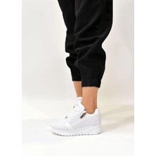 Konfores 1662 Anatomik Tabanlı Fermuarlı Bayan Sneakers Ayakkabı - NKT01662-BEYAZ-36