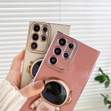 Cool-M Samsung Galaxy S23 Ultra Astronot Kickstand Elektroplum Tpu Telefon Kılıfı Çizgiye Döküm Anti Geri Kapak (Yurt Dışından)