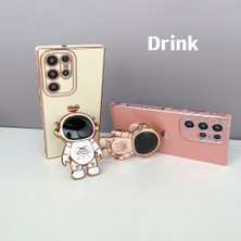 Cool-M Samsung Galaxy S23 Ultra Astronot Kickstand Elektroplum Tpu Telefon Kılıfı Çizgiye Döküm Anti Geri Kapak (Yurt Dışından)