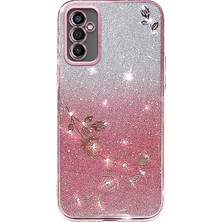 Cool-M Samsung Galaxy A14 5g Cep Telefonu Kılıfı, Gradyan Glitter Powder Rhinestone Dekor Çiçek Deseni Tpu Kapak Kabuğu (Yurt Dışından)