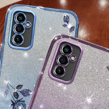 Cool-M Samsung Galaxy A14 5g Cep Telefonu Kılıfı, Gradyan Glitter Powder Rhinestone Dekor Çiçek Deseni Tpu Kapak Kabuğu (Yurt Dışından)