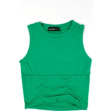 Woorage Kız Çocuk 5-14 Yaş Kolsuz Önden Büzgülü Crop Body