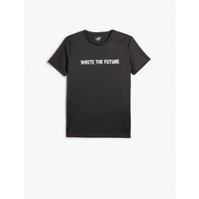 Koton Arkası Baskılı Spor Tişört Slogan Detaylı Bisiklet Yaka Kısa Kollu