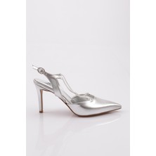 DGN 1004 Kadın Arkasi Açik Taş Zincirli Topuklu Ayakkabı