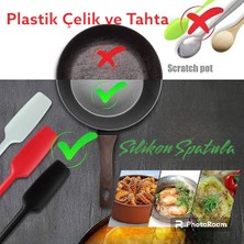 Viarella Silikon Kaşık Spatula Seti 2lı Büyük Boy Yanmaz Yapışmaz Çizmez Gri