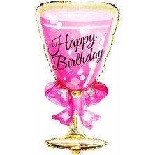 Kidspartim Happy Bırtday Pembe Kadeh Folyo Balon 49×103 cm