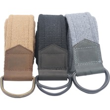 Anatolia Craft Unisex Derili Erkek Kadın Kız Genç Için D Tokalı Siyah-Antik Halkalı Dokuma Siyah Koyu Gri Taba Taktik Spor Kanvas Kot Bez Kemer