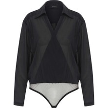 ROMAN Kruvaze İpek Bluz Siyah K2213010_001