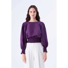 ROMAN Kolu Ve Beli Lastikli  Bluz Mor K2213015_018