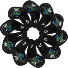 Comely 10X Golf Demir Headcover Golf Kama Kapakları Set Açık Hava Spor Su Geçirmez 4-9, P, S, A, x Pu Nakamlı Erkekler Hediye Kulübü Kafa Kafa Kafa Koruyucusu, Siyah (Yurt Dışından)