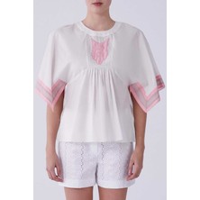 ROMAN Kol ve Ön Detaylı Bluz Krem Y2113124_047