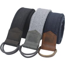 Anatolia Craft Unisex Derili Erkek Kadın Kız Genç Için D Tokalı Siyah-Atik Halkalı Dokuma Siyah Koyu Gri Lacivert Taktik Spor Kanvas Kot Bez Kemer