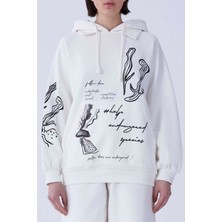 ROMAN Desenli Kapüşonlu Sweatshirt Beyaz Y2154223_002
