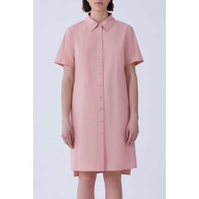 ROMAN Kısa Kol Kadın Gömlek Elbise Pembe Y2111096_038