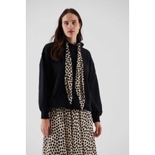 ROMAN Puantiye Fularlı  Sweatshirt Siyah K2354107_001