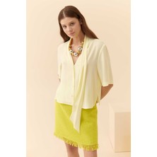 ROMAN Kuşak Detaylı Krep Kadın Gömlek Lime Y2313600_428