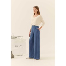 ROMAN Geniş Paça Pantolon İndigo Y2312045_043