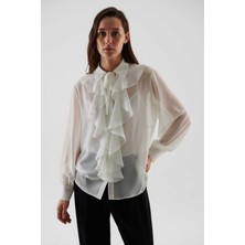 ROMAN Fırfırlı  Kadın Gömlek Kemik K2313527_019