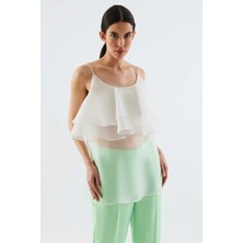 ROMAN Askılı  Transparan Bluz Beyaz Y2213056_002