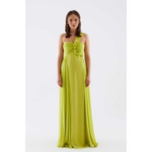 ROMAN Boyundan Bağlamalı Abiye Elbise Küf Sarısı Y2211329_262