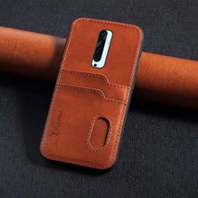 Zebana Oppo Reno 2z Kılıf Zebana Kartlıklı Lüx Deri Kılıf Kahverengi