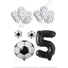 Rönesans Parti Siyah Beyaz Futbol Topu Folyo Latex Balon Seti Yaş 5
