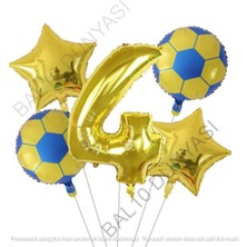Bal10 Dünyası Sarı Lacivert Futbol Topu Folyo Balon Seti Yaş 4