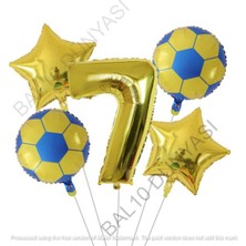 Bal10 Dünyası Sarı Lacivert Futbol Topu Folyo Balon Seti Yaş 7