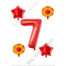 Bal10 Dünyası Sarı Kırmızı Futbol Topu Folyo Balon Seti Yaş 7