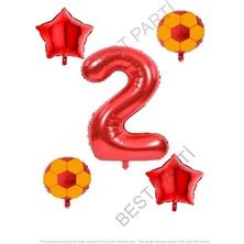 Best Parti Sarı Kırmızı Futbol Topu Folyo Balon Seti Yaş 2