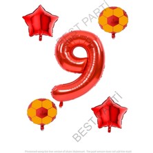 Best Parti Sarı Kırmızı Futbol Topu Folyo Balon Seti Yaş 9