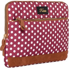 Fudela 13-14 inch Burgundy Polka Dot Macbook- Laptop Çantası