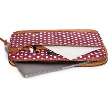 Fudela 13-14 inch Burgundy Polka Dot Macbook- Laptop Çantası