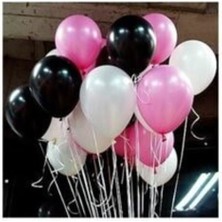 Meri Parti  30 Adet Metalik Sedefli (Siyah - Beyaz - Pembe Karışık) Uçan BALON(30LU Paket)