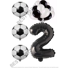 Best Parti Siyah Beyaz Futbol Topu Folyo ve Latex Balon Rakam Seti Yaş 2