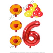 Rönesans Parti Sarı Kırmızı Futbol Topu Folyo ve Latex Balon Rakam Seti Yaş 6