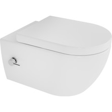 Aqua Bagno Cloud Asma Klozet 54 cm , Entegre Bataryalı Soğuk Su Girişli, Beyaz ,kapak Dahil-2 Parça