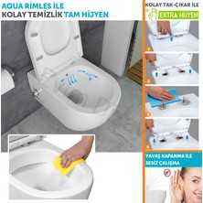 Aqua Bagno Cloud Asma Klozet 54 cm , Entegre Bataryalı Soğuk Su Girişli, Beyaz ,kapak Dahil-2 Parça