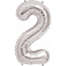 Meri Parti  Gümüş Folyo Balon 2 Rakamı 75 cm