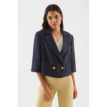 ROMAN Düğmeli Kadın Ceket Lacivert Y2216037_015