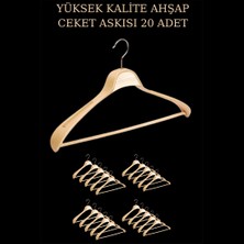 İstanbul Manken 20 Adet Yüksek Kalite 48 cm Ahşap Askı Ceket Askısı Takım Elbise Askısı