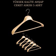 İstanbul Manken 5 Adet Yüksek Kalite 44 cm Ahşap Askı Ceket Askısı Takım Elbise Askısı