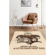 Homshtag Led Zeppelin Stones Bej Renkli Halı Minimal Müzik Temalı Halı Müzisyene Hediyelik Halı